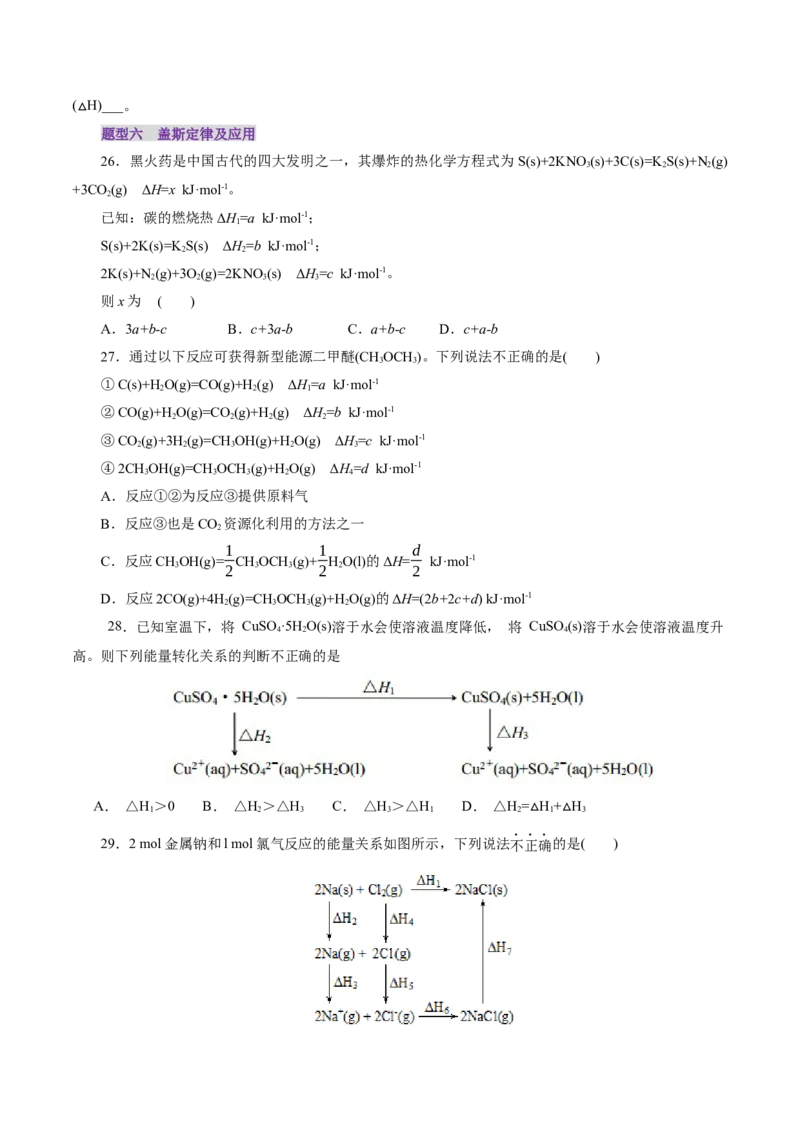 第01讲化学反应的热效应(练习)(原卷版)_05高考化学_2025年新高考资料_一轮复习_2025年高考化学一轮复习讲练测（新教材新高考）_第六章化学反应与能量