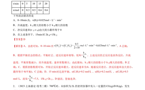 第七章化学反应速率与化学平衡（测试）（解析版）_05高考化学_2024年新高考资料_1.2024一轮复习_2024年高考化学一轮复习讲练测（新教材新高考）