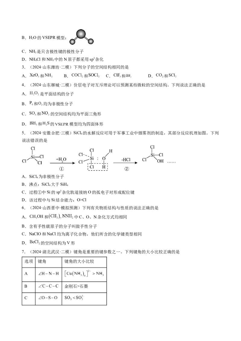 考点19分子结构与性质、化学键（核心考点精讲精练）-备战2025年高考化学一轮复习考点帮（新高考通用）（原卷版）_05高考化学_2025年新高考资料_一轮复习