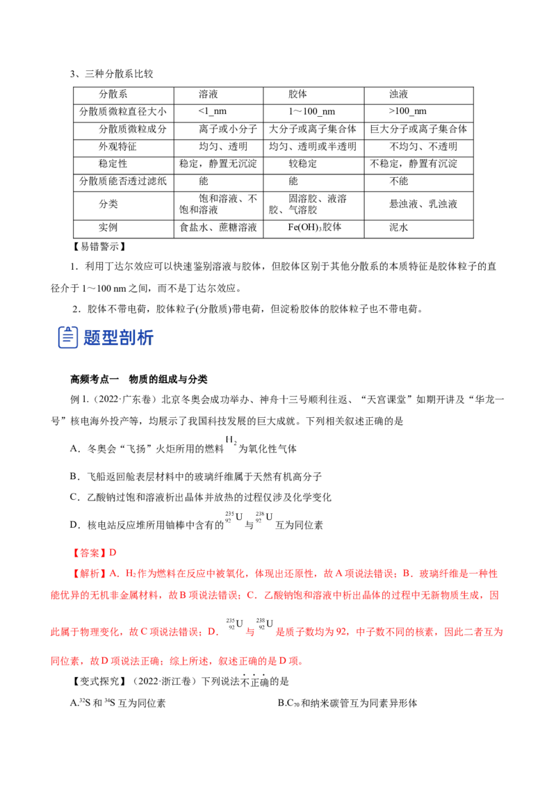 第01讲物质的分类及转化（讲）-2023年高考化学一轮复习讲练测（解析版）_05高考化学_新高考复习资料_2023年新高考资料_一轮复习_2023年高考化学一轮复习讲练测（新教材新高考）