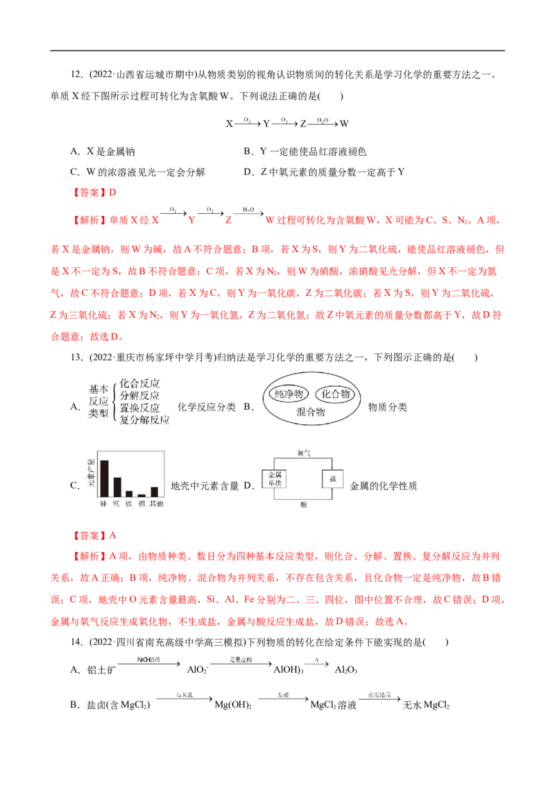 考点1物质的分类和转化（解析版）_05高考化学_通用版（老高考）复习资料_2023年复习资料_一轮复习_备战2023年高考化学一轮复习考点帮（全国通用）