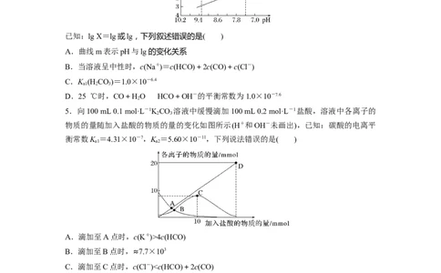 考前特训特色练12　电解质溶液中的曲线分析_05高考化学_新高考复习资料_2023年新高考资料_二轮复习_2023年高考化学二轮复习讲义+课件（新高考版）_学生版_二轮专题强化练与考前特训