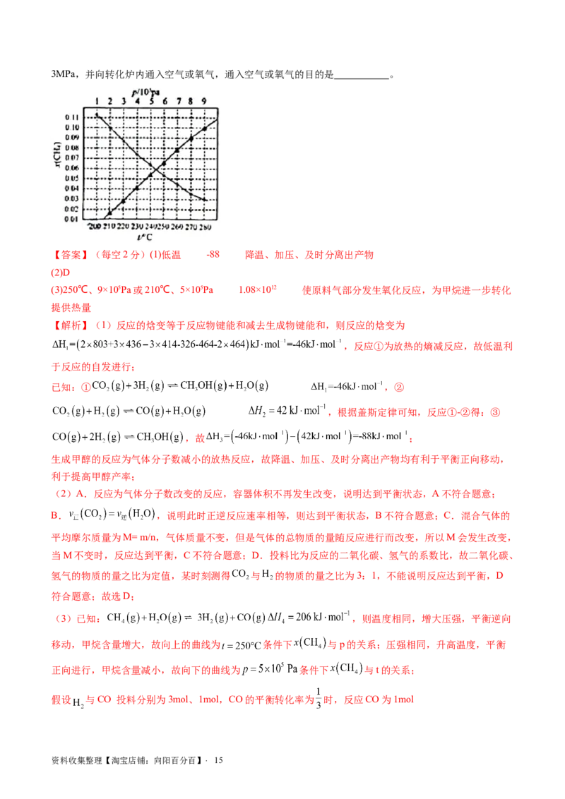 第26讲化学平衡常数及转化率反应方向及调控（练习）（解析版）_05高考化学_新高考复习资料_2024年新高考资料_一轮复习资料_讲义+练习