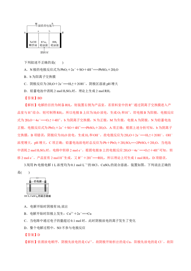 第17讲电解池金属的腐蚀与防护（练）解析版_05高考化学_新高考复习资料_2022年新高考资料_2022年高考化学一轮复习讲练测（新教材新高考）
