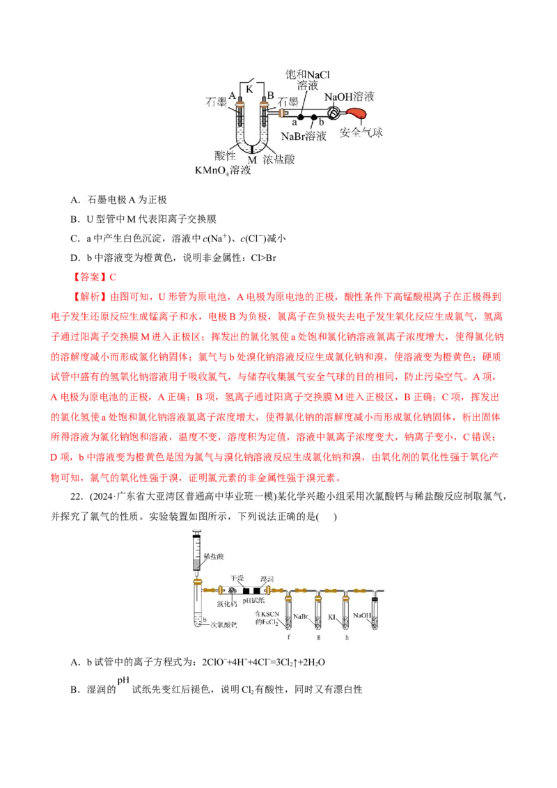 第01讲氯及其重要化合物(练习)(解析版)_05高考化学_2025年新高考资料_一轮复习_2025年高考化学一轮复习讲练测（新教材新高考）_第四章非金属及其化合物