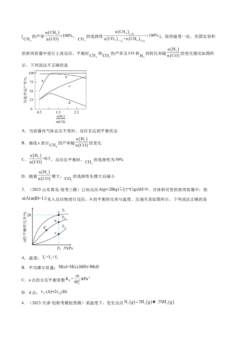 第27讲化学反应速率、平衡图像（练习）（原卷版）_05高考化学_2024年新高考资料_1.2024一轮复习_2024年高考化学一轮复习讲练测（新教材新高考）_第27讲化学反应速率、平衡图像（练习）