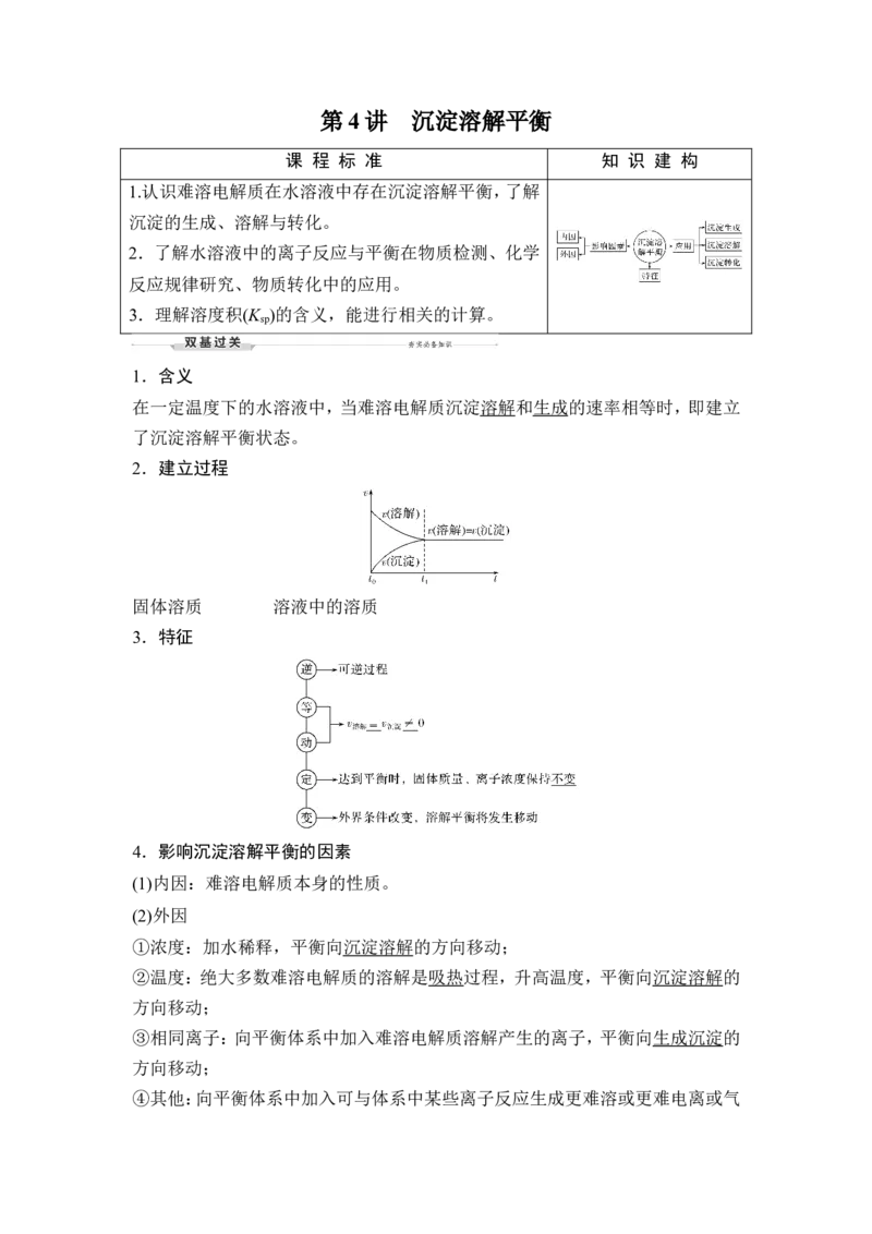 第4讲　沉淀溶解平衡_05高考化学_新高考复习资料_2023年新高考资料_一轮复习_2023年新高考大一轮复习讲义_2023年高考化学一轮复习讲义（新高考）_赠补充习题
