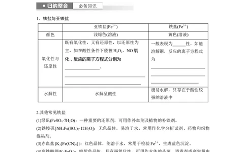 第4章第16讲　铁盐、亚铁盐及相互转化_05高考化学_2024年新高考资料_1.2024一轮复习_2024年高考化学一轮复习讲义（新人教新高考版）_学生版在此文件夹_大一轮复习讲义