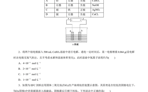 第17讲电解池金属的腐蚀与防护（练）-2023年高考化学一轮复习讲练测（新教材新高考）（原卷版）_05高考化学_新高考复习资料_2023年新高考资料_一轮复习