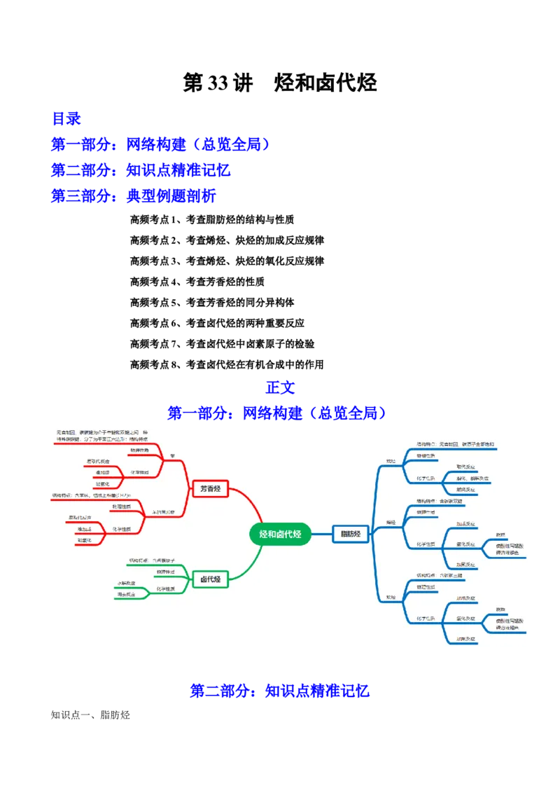第33讲烃和卤代烃（讲）-2023年高考化学一轮复习讲练测（全国通用）（原卷版）_05高考化学_通用版（老高考）复习资料_2023年复习资料_一轮复习