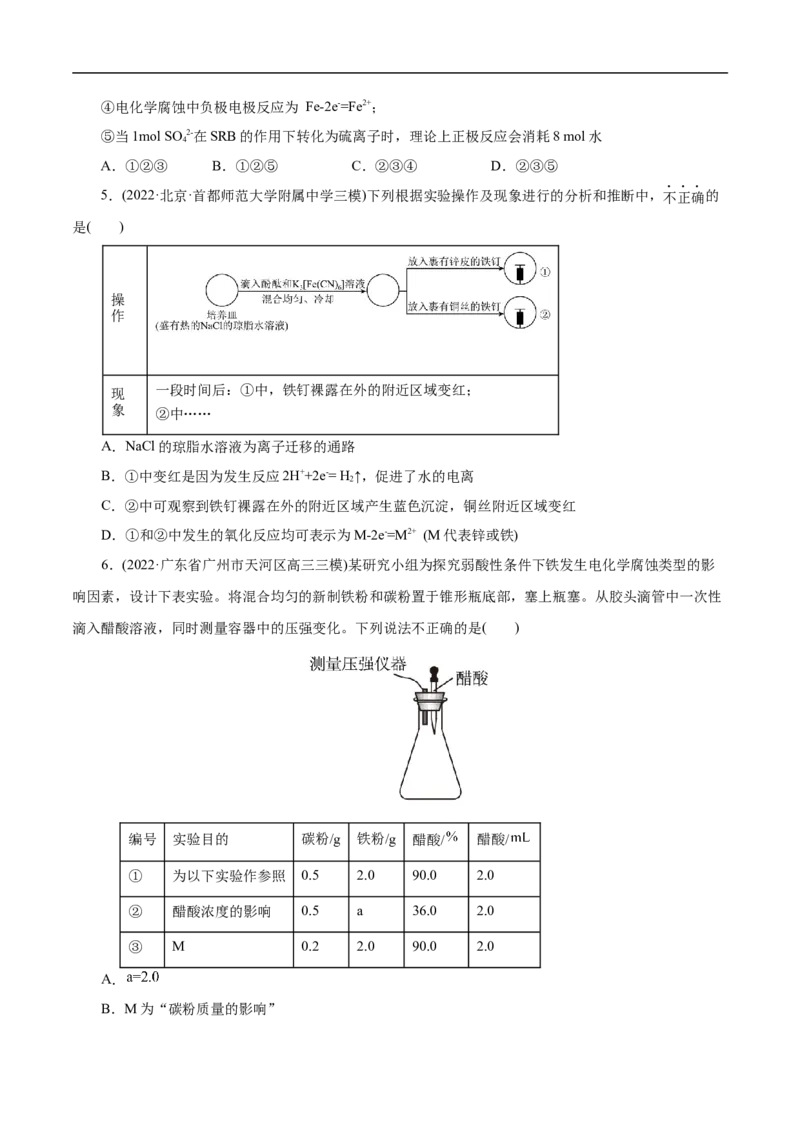 考点20金属的腐蚀与防护（原卷版）_05高考化学_通用版（老高考）复习资料_2023年复习资料_一轮复习_备战2023年高考化学一轮复习考点帮（全国通用）