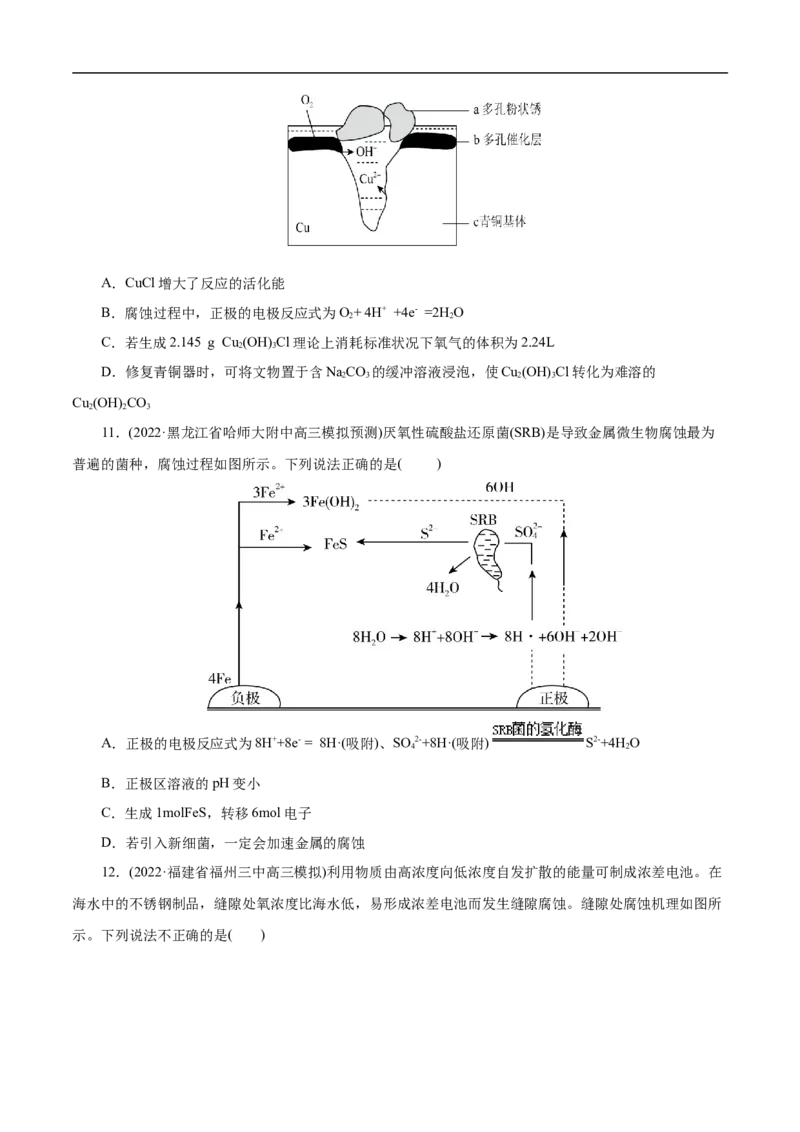 考点20金属的腐蚀与防护（原卷版）_05高考化学_通用版（老高考）复习资料_2023年复习资料_一轮复习_备战2023年高考化学一轮复习考点帮（全国通用）