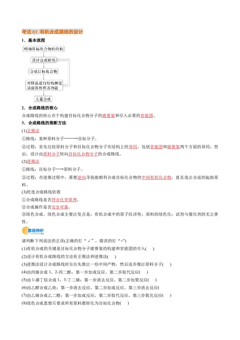 考点38有机合成（核心考点精讲精练）-备战2025年高考化学一轮复习考点帮（新高考通用）（解析版）_05高考化学_2025年新高考资料_一轮复习_备战2025年高考化学一轮复习考点帮