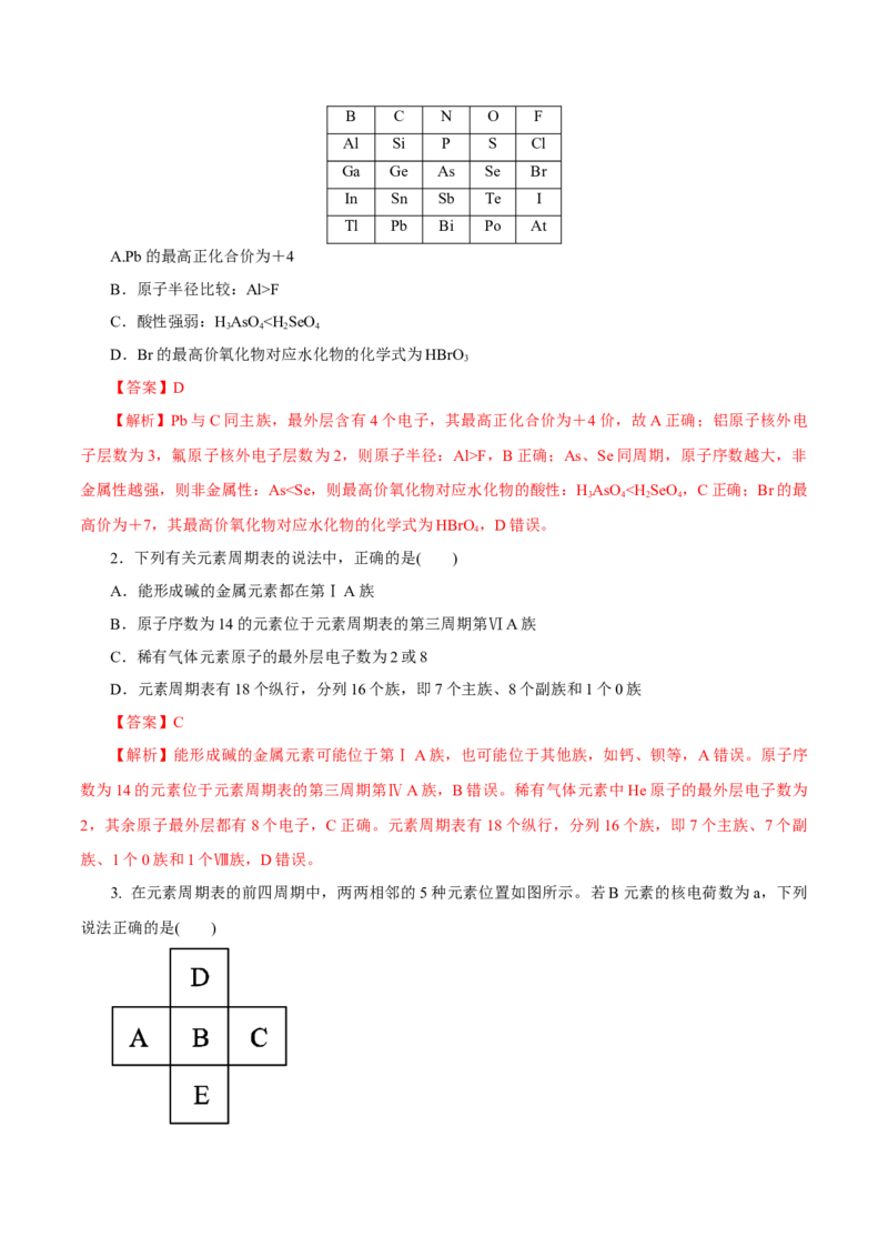 第14讲元素周期律和元素周期表（练）-2023年高考化学一轮复习讲练测（新教材新高考）（解析版）_05高考化学_新高考复习资料_2023年新高考资料_一轮复习