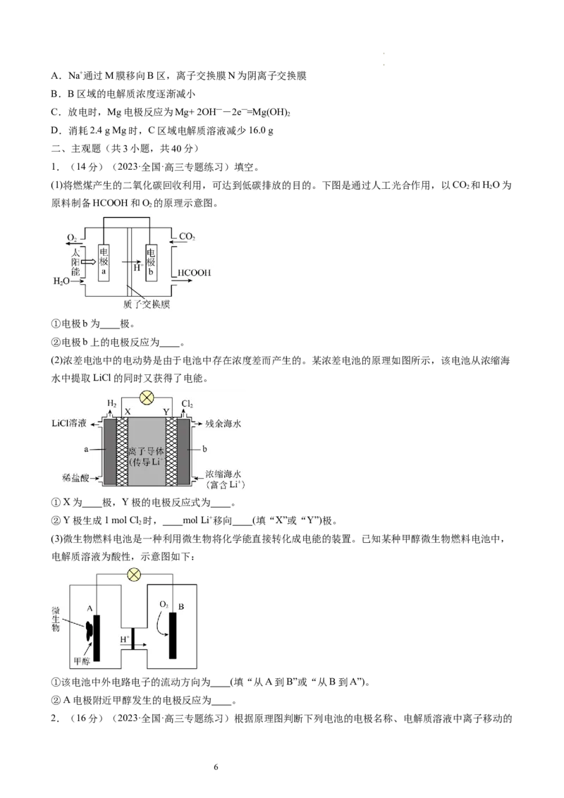 第22讲原电池化学电源（练习）（原卷版）_05高考化学_新高考复习资料_2024年新高考资料_一轮复习资料_完2024年高考化学一轮复习讲练测(课件+讲义+练习)（新高考）_讲义+练习