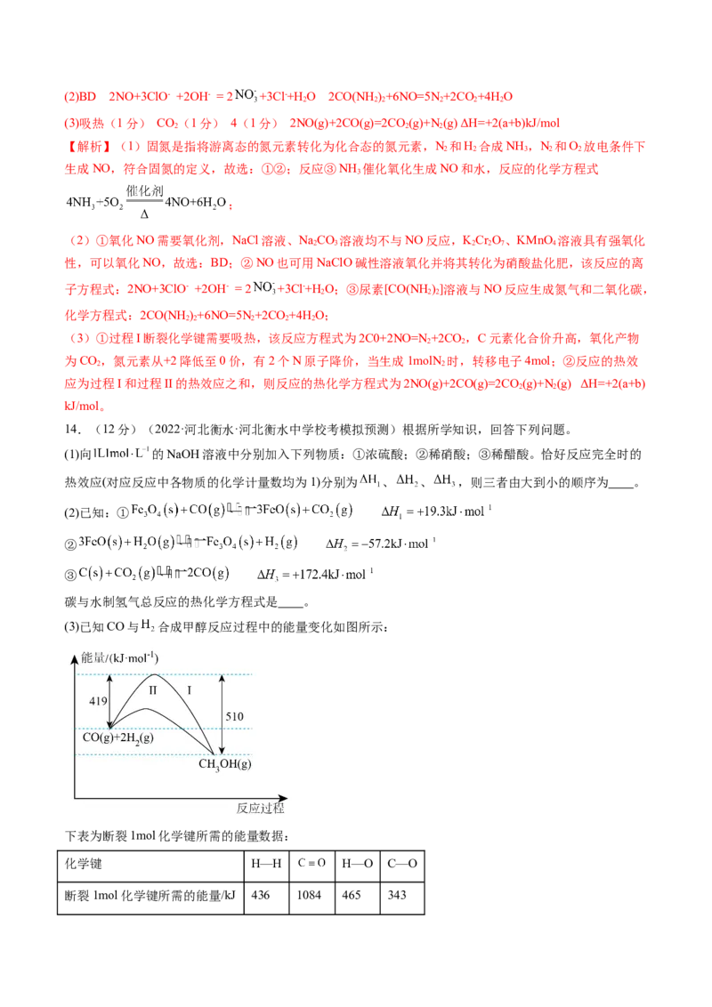 第21讲化学反应的热效应（练习）（解析版）_05高考化学_2024年新高考资料_1.2024一轮复习_2024年高考化学一轮复习讲练测（新教材新高考）_第21讲化学反应的热效应（练习）
