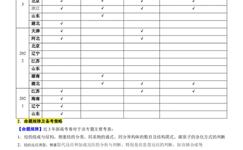 考点2烃的结构与性质（核心考点精讲精练）-备战2024年高考化学一轮复习考点帮（新高考专用）（原卷版）_05高考化学_新高考复习资料_2024年新高考资料_一轮复习资料_第9章有机化学基础