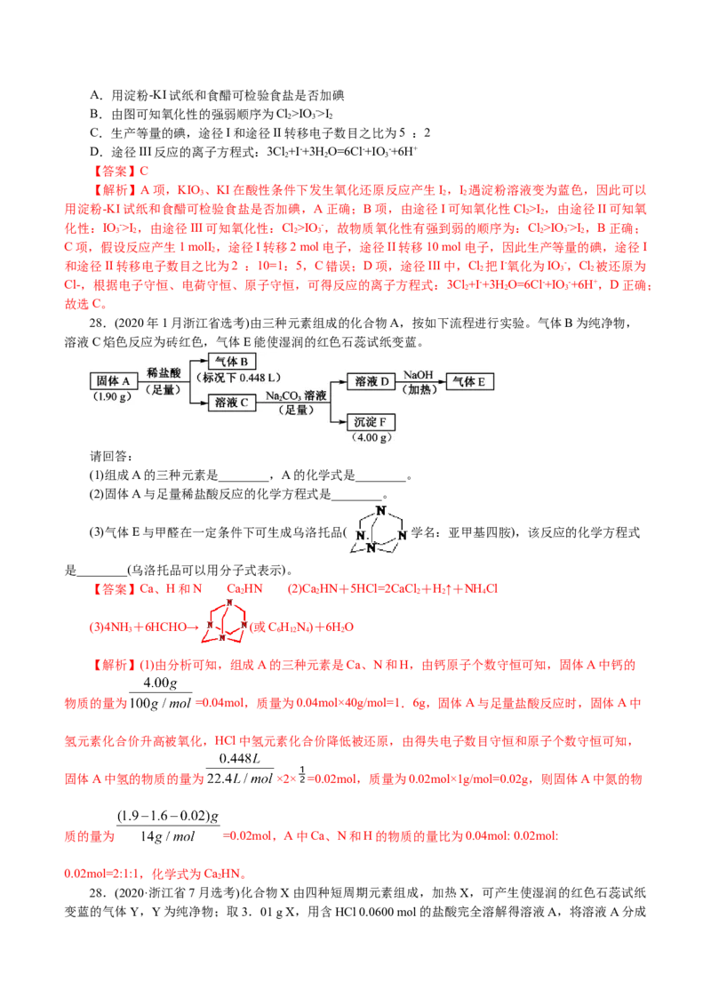 解密07非金属及其化合物(讲义)-高频考点解密2021年高考化学二轮复习讲义+分层训练_05高考化学_新高考复习资料_2021新高考资料