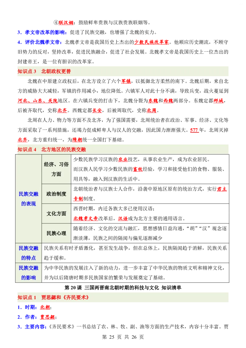 24新教材人教版七上历史知识点清单_24秋《初中各科知识点梳理》_2024秋《名师总结》知识点789年级全科_24秋《名师总结》知识点七年级全科