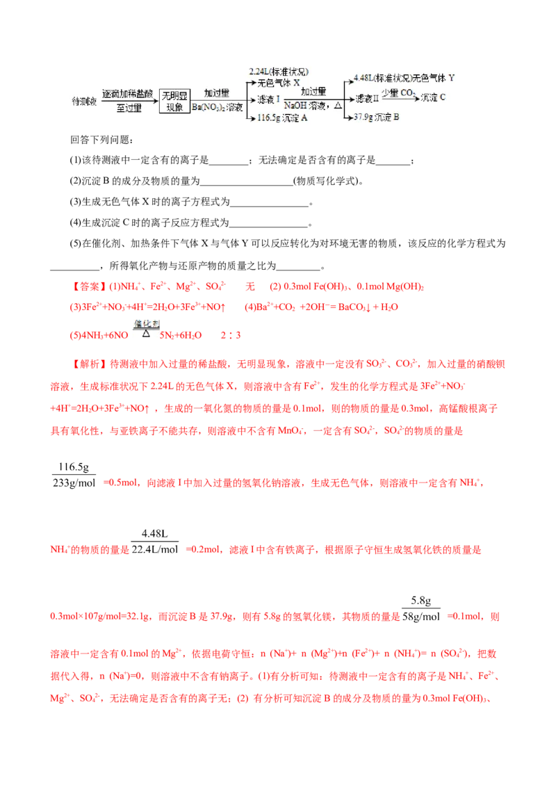 解密04离子反应(集训)(解析版)_05高考化学_新高考复习资料_2021新高考资料_高频考点解密2021年高考化学二轮复习讲义+分层训练（浙江专版）3.28更新