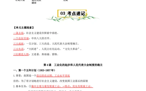 （知识清单）第二单元社会主义制度的建立与社会主义建设的探索_新八下历史_00、更新资料3月23日_第二套(4)_单元知识复习专项-U89_2024版