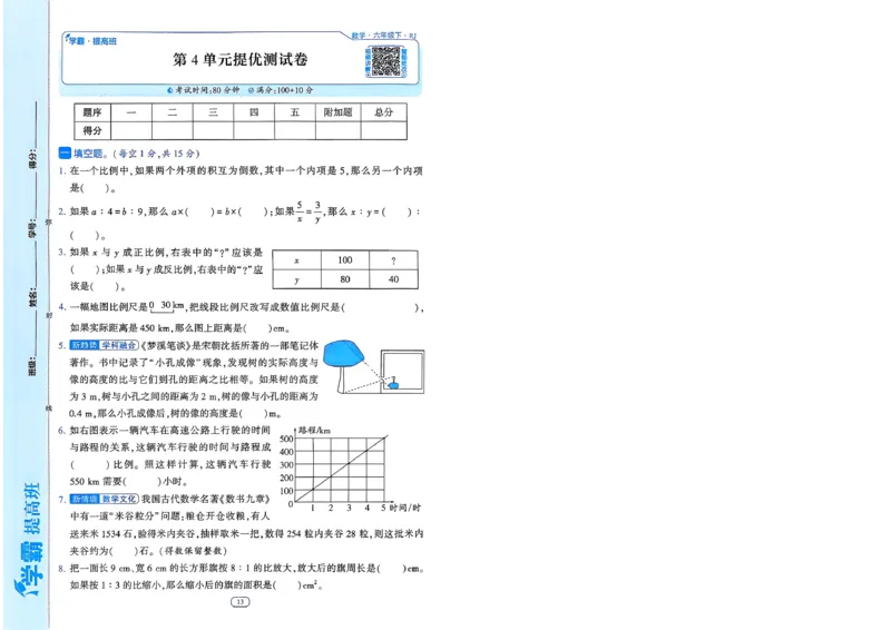 26春六年级下册四星学霸-数学人教-提优测试卷-A4_26春人教版数学三下_09、练习题+试卷合集_-26春《学霸提高班》_小学数学《学霸提高班》1-6年级下册（26春）