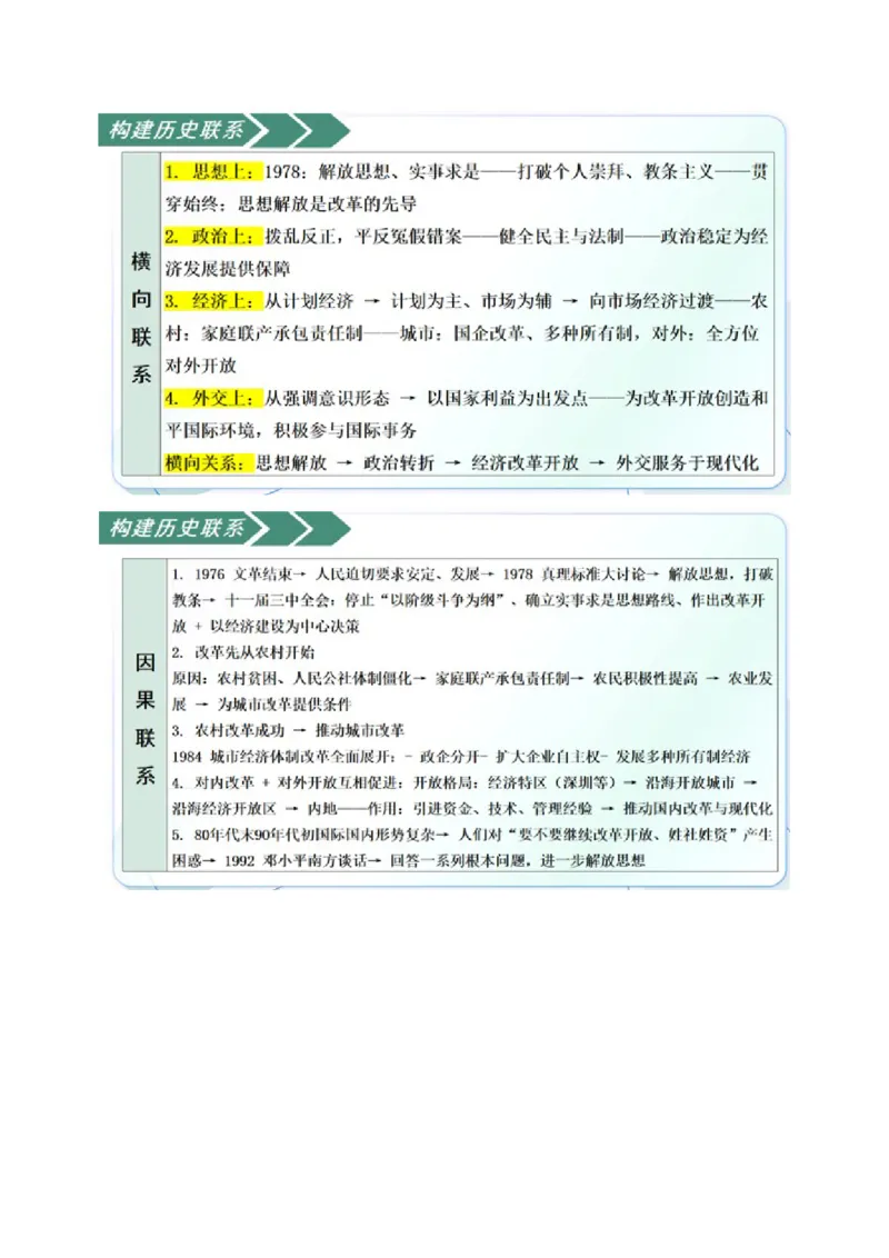 第三单元改革开放与中国特色社会主义的开创（知识清单）（答案版）_新八下历史_00、更新资料3月23日_第二套(4)_单元知识复习专项-U89_2026版