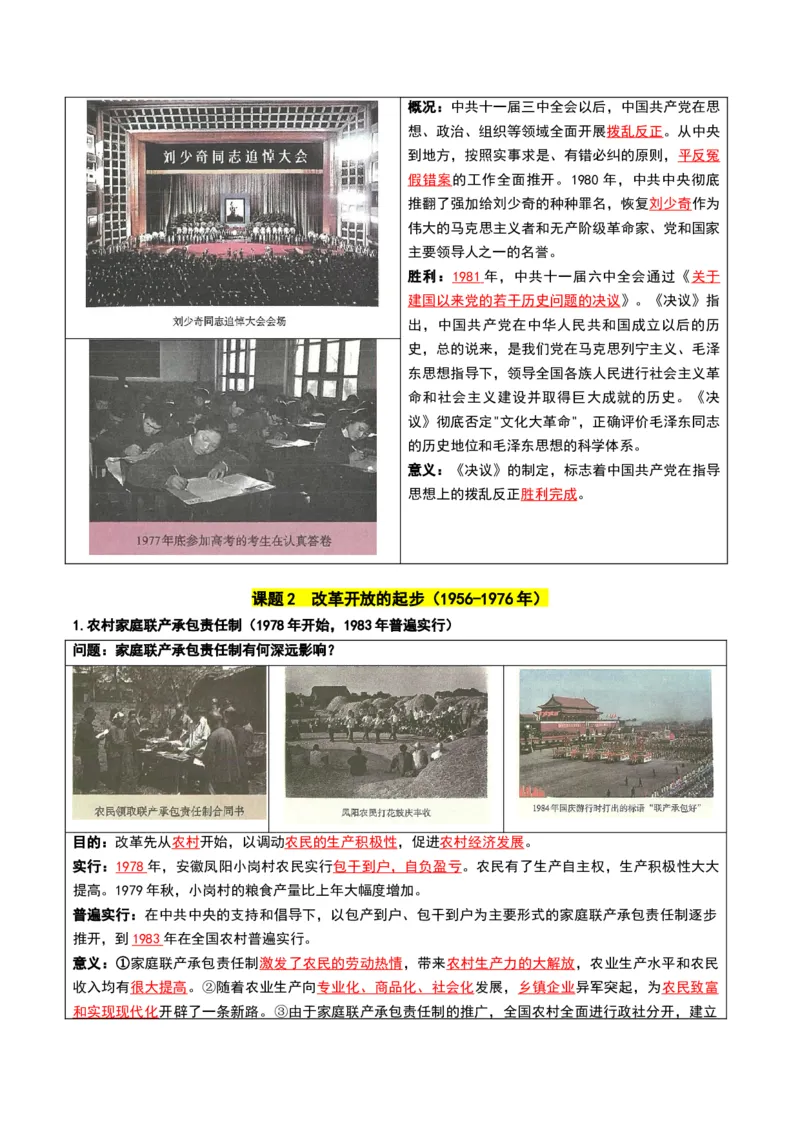 第三单元改革开放与中国特色社会主义的开创（知识清单）（答案版）_新八下历史_00、更新资料3月23日_第二套(4)_单元知识复习专项-U89_2026版