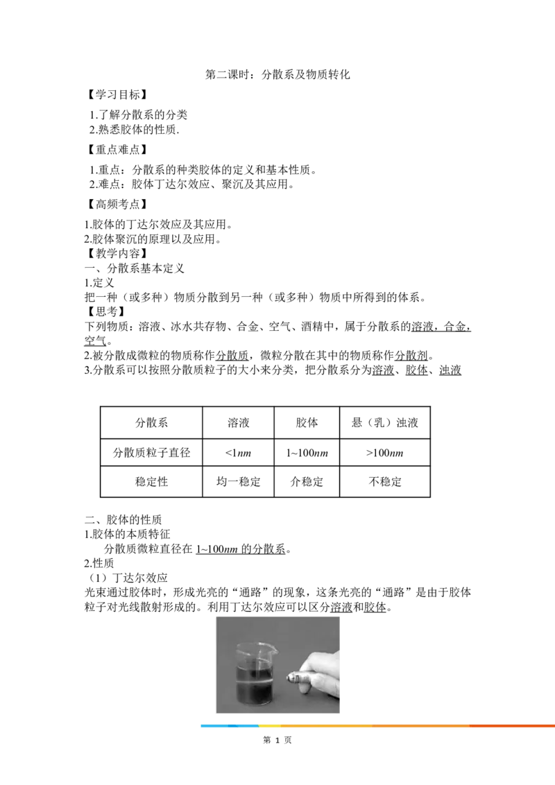 2.分散系及物质转化_新人教版高中化学必修一、二_新人教版高中化学必修上册_微课高一化学必修1（视频课）_必修一讲义（2019人教版）_第一章物质及其变化[8节]
