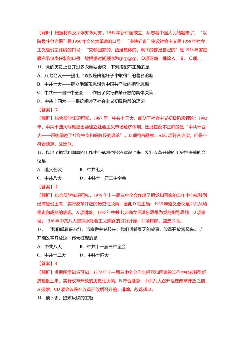 八下期末考拔高测试卷（五）（解析版）_新八下历史_00、更新资料3月23日_第二套(4)_期中+期末_期末试卷