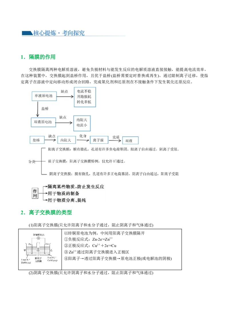 重难点突破离子交换膜的分析与应用(原卷版)_05高考化学_2024年新高考资料_2.2024二轮复习_2024年高考化学二轮复习讲练测（新教材新高考）