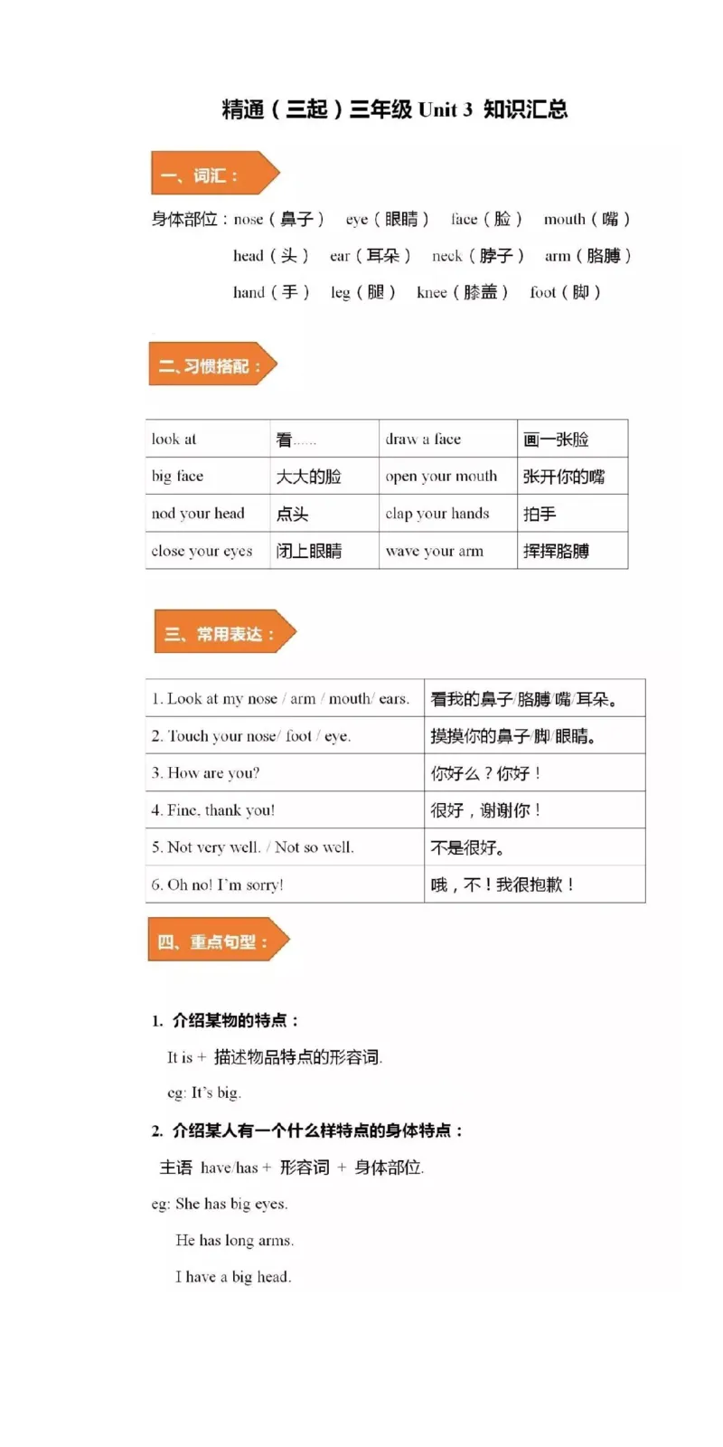 人教精通版小学英语三年级上册知识点_《小学各科知识点》_小学英语《知识梳理》3-6年级上下册_上册_人教精通版小学英语3-6年级上册