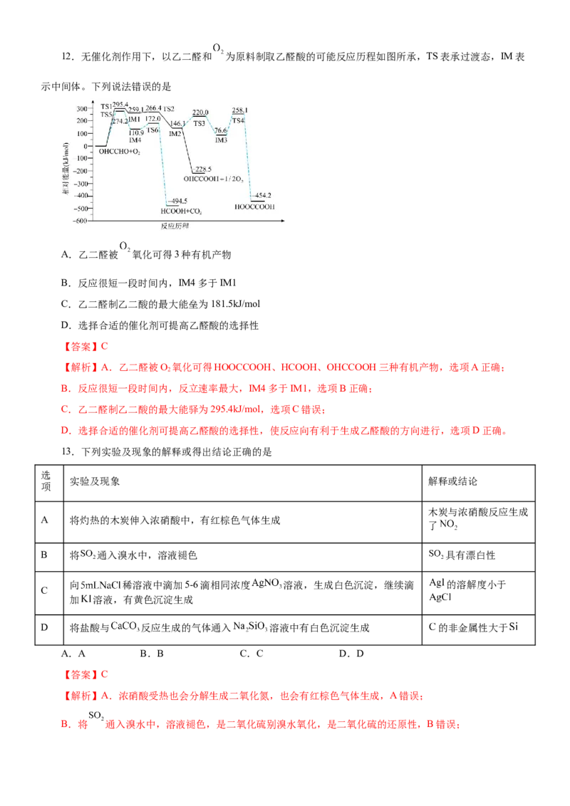 黄金卷03-赢在高考黄金8卷备战2024年高考化学模拟卷（辽宁专用）（解析版）_05高考化学_2024年新高考资料_4.2024高考模拟预测试卷