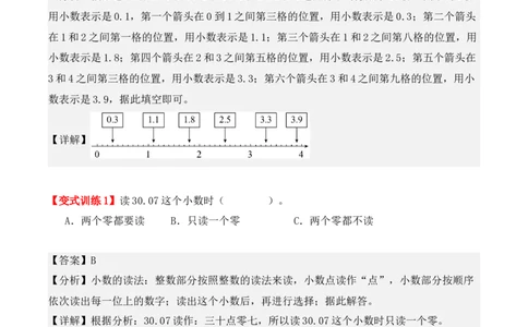 7.1、认识小数（重难点讲解+知识总结+同步练习+答案解析）（教师版）-（人教版）_26春人教版数学三下_00、更新资料3月18日_单元复习专项-K48_2025版