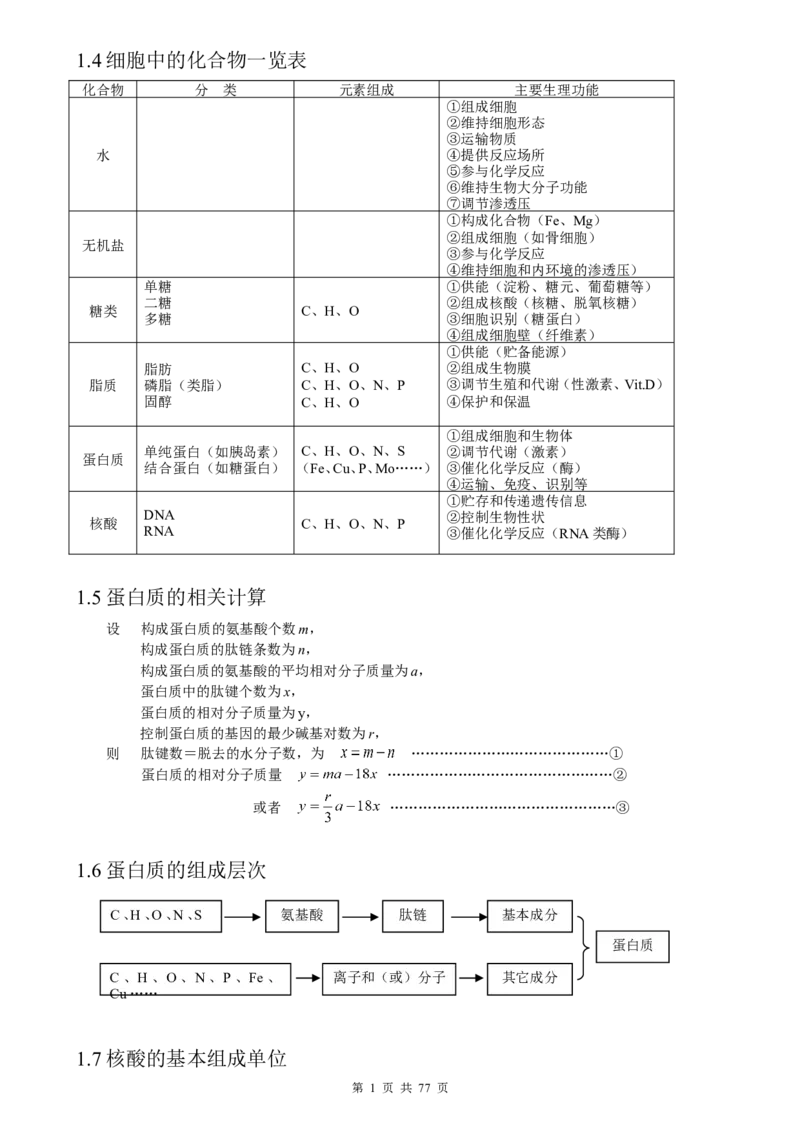 （超详）高中生物知识点归纳汇总_小初高知识点归纳汇总