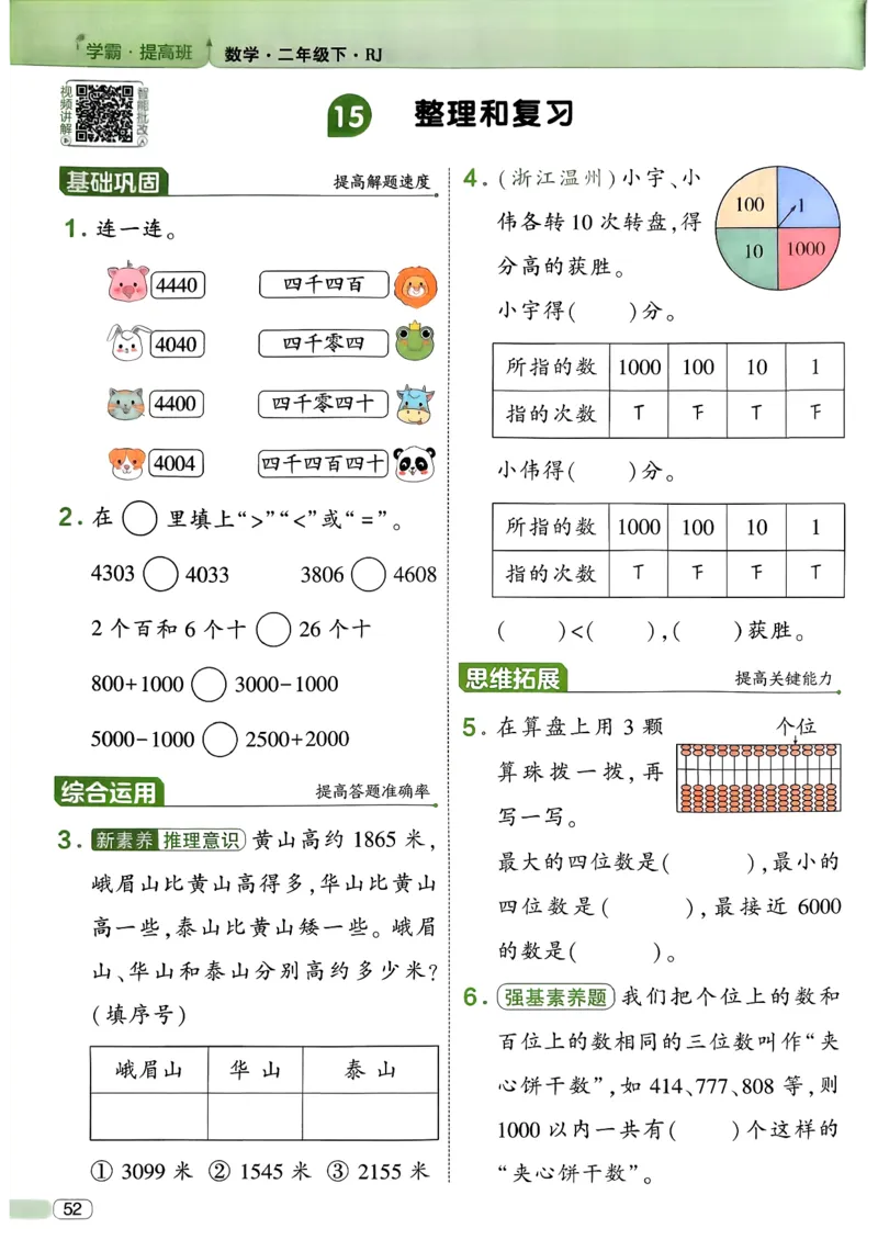 26春二年级下册四星学霸-数学人教-_26春人教版数学三下_09、练习题+试卷合集_-26春《学霸提高班》_小学数学《学霸提高班》1-6年级下册（26春）_2下数学人教26春四星学霸提高班