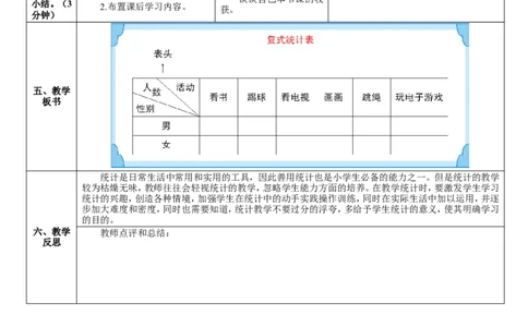 复式统计表_26春人教版数学三下_00、更新资料3月18日_教学设计(3)_教案_教案2+导学案人教三下数学_导学案_3复式统计表