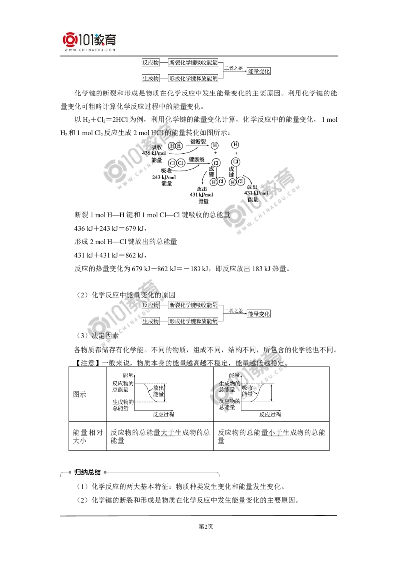 必修2第六章第一节化学反应与能量变化（1）_新人教版高中化学必修一、二_新人教版高中化学必修下册_101教育学（下学期）配套学案和练习