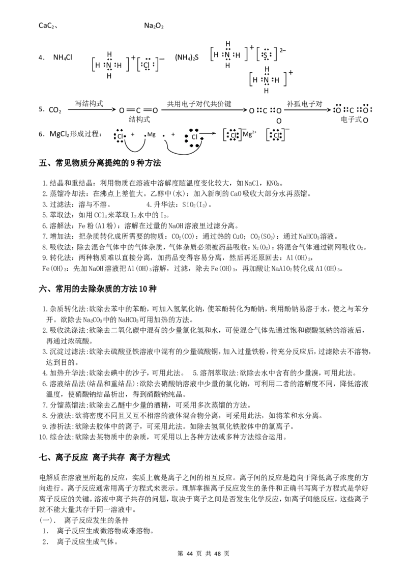 （超详）高中化学知识点归纳汇总_小初高知识点归纳汇总