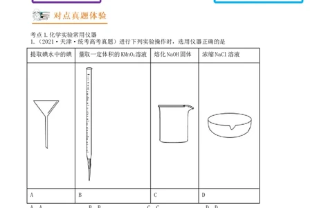 高考解密13化学实验基础（讲义）-高频考点解密2023年高考化学二轮复习讲义+分层训练（新高考专用）（原卷版）_05高考化学_新高考复习资料_2023年新高考资料_二轮复习