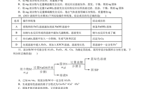 解密06金属及其化合物(集训)(原卷版)_05高考化学_新高考复习资料_2021新高考资料_高频考点解密2021年高考化学二轮复习讲义+分层训练4.7更新