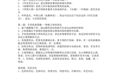 人美七年级下册知识点_24秋《初中各科知识点梳理》_初中美术《知识梳理》7-9年级上下册_人美版初中美术7-9年级上下册知识梳理