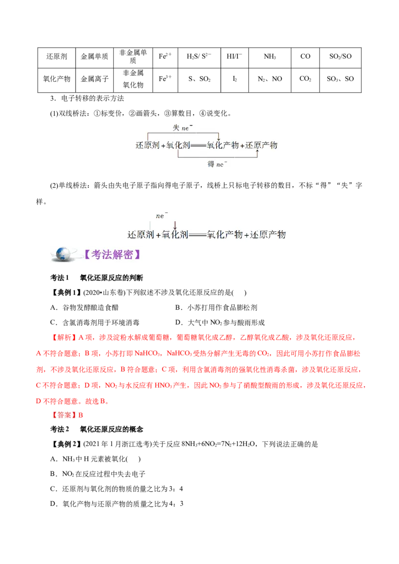 解密03氧化还原反应（讲义）-高频考点解密2021年高考化学二轮复习讲义+分层训练（浙江专版）_05高考化学_新高考复习资料_2021新高考资料