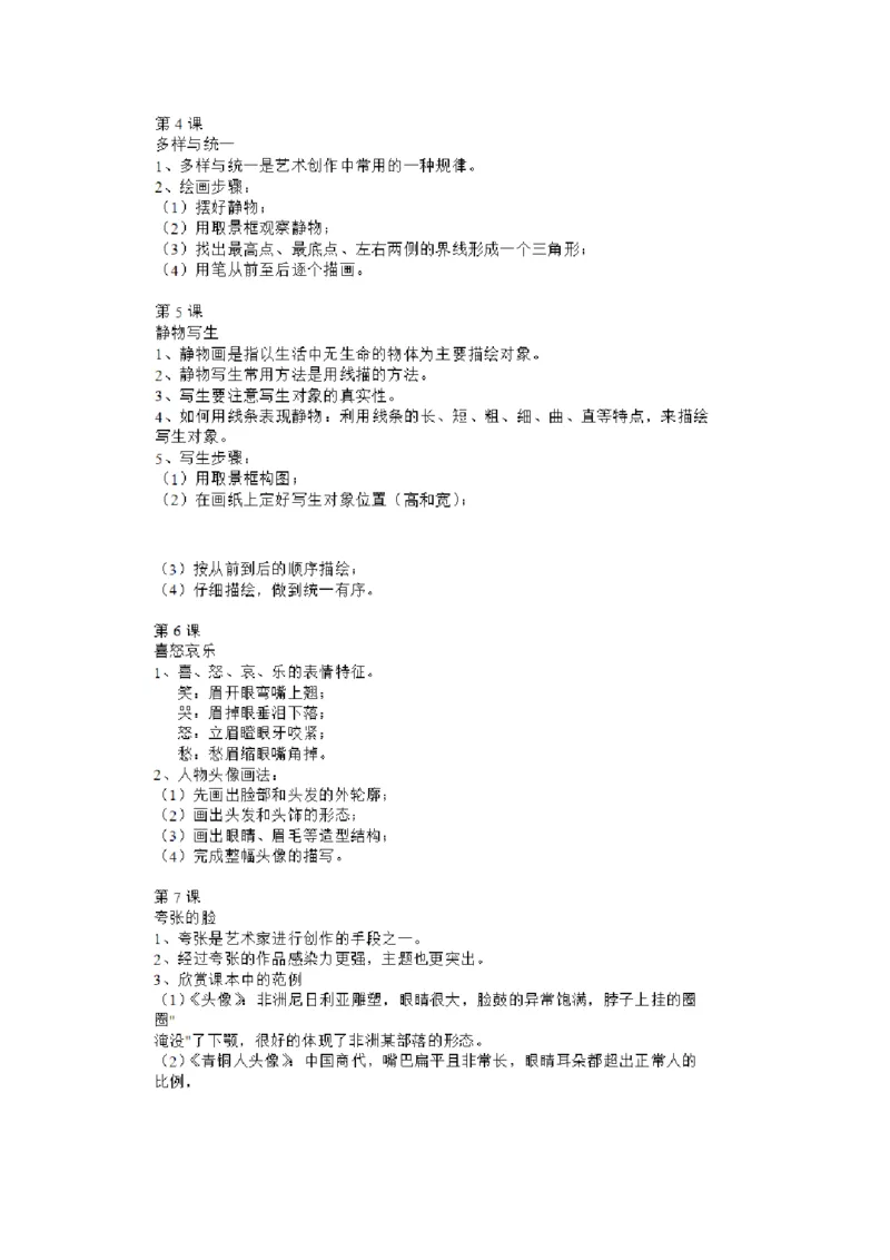 人教版小学美术五年级上册全册知识点_《小学各科知识点》_小学美术《知识梳理》1-6年级上下册_上册