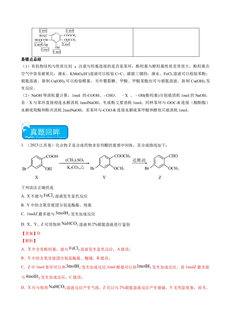 重难点06有机化学基础(选择题部分-（解析版）_05高考化学_2024年新高考资料_3.2024专项复习_2024年高考化学热点&middot;重点&middot;难点专练（江苏专用）