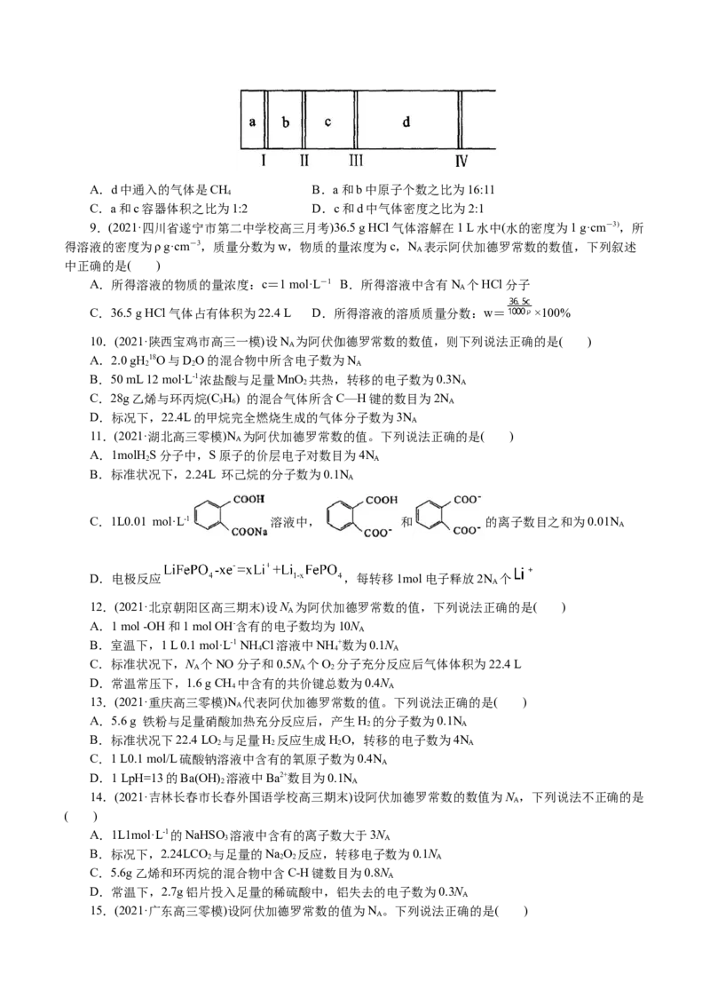 解密02物质的量（分层训练）(原卷版)_05高考化学_新高考复习资料_2021新高考资料_高频考点解密2021年高考化学二轮复习讲义+分层训练4.7更新