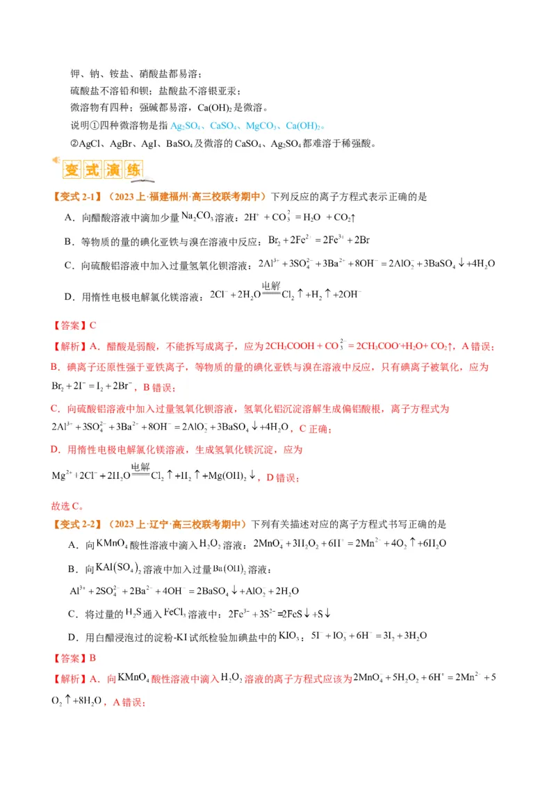 题型03离子方程式正误判断离子共存、检验和推断（解析版）_05高考化学_2024年新高考资料_2.2024二轮复习_2024年高考化学二轮热点题型归纳与变式演练（新高考通用）