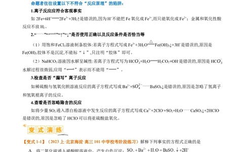 题型03离子方程式正误判断离子共存、检验和推断（解析版）_05高考化学_2024年新高考资料_2.2024二轮复习_2024年高考化学二轮热点题型归纳与变式演练（新高考通用）