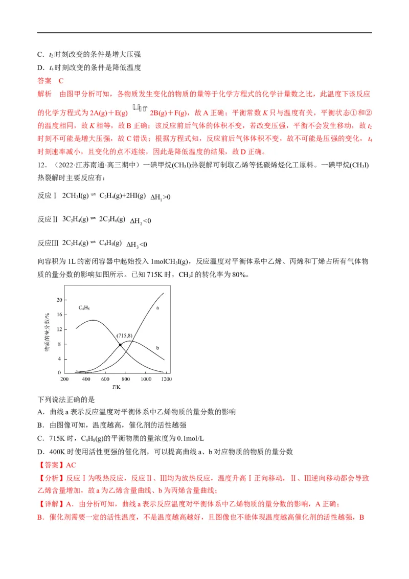 重难点12化学反应速率与化学平衡图表分析（解析版）_05高考化学_新高考复习资料_2023年新高考资料_专项复习_2023年高考化学热点&middot;重点&middot;难点专练（新高考专用）