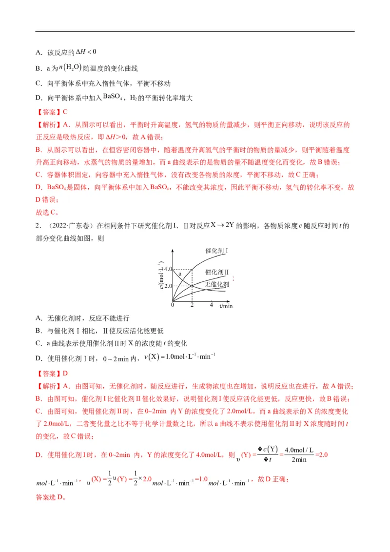 重难点12化学反应速率与化学平衡图表分析（解析版）_05高考化学_新高考复习资料_2023年新高考资料_专项复习_2023年高考化学热点&middot;重点&middot;难点专练（新高考专用）
